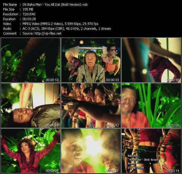 Baha Men video ”You All Dat (Bold Version)” from dvd ”ETV Network Vital Dance 9043 April 2001”