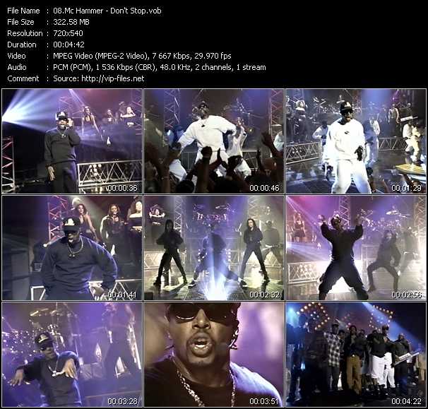 Mc Hammer video ”Don't Stop” from dvd ”Telegenics Number 138B. Urban. September 1994”