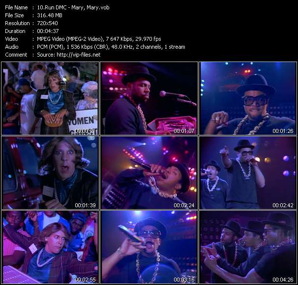 Run DMC video ”Mary, Mary” from dvd ”Telegenics Number 67B. Urban. October 1988”