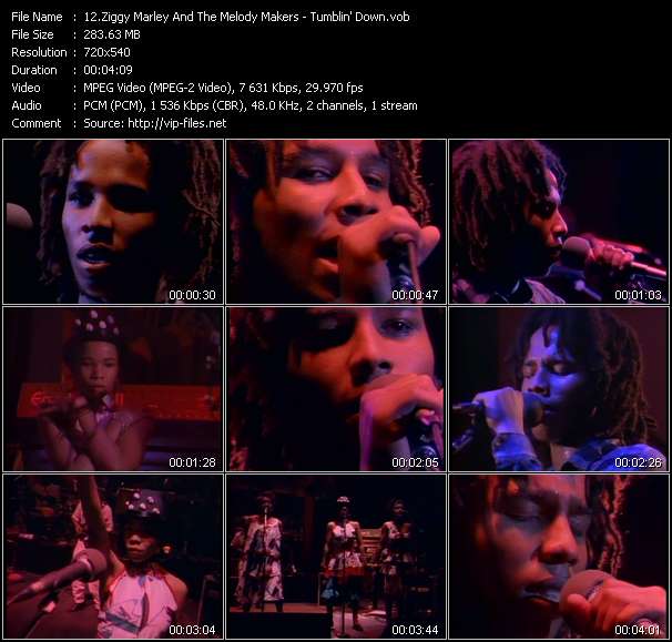 Ziggy Marley And The Melody Makers video ”Tumblin' Down” from dvd ”Telegenics Number 67B. Urban. October 1988”