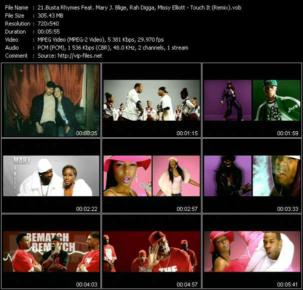 Busta Rhymes Feat. Mary J. Blige, Rah Digga, Missy Elliott, Lloyd Banks, Papoose And Dmx video ”Touch It (Remix) (PO Clean Edit)” from dvd ”Hot Video May 2006”