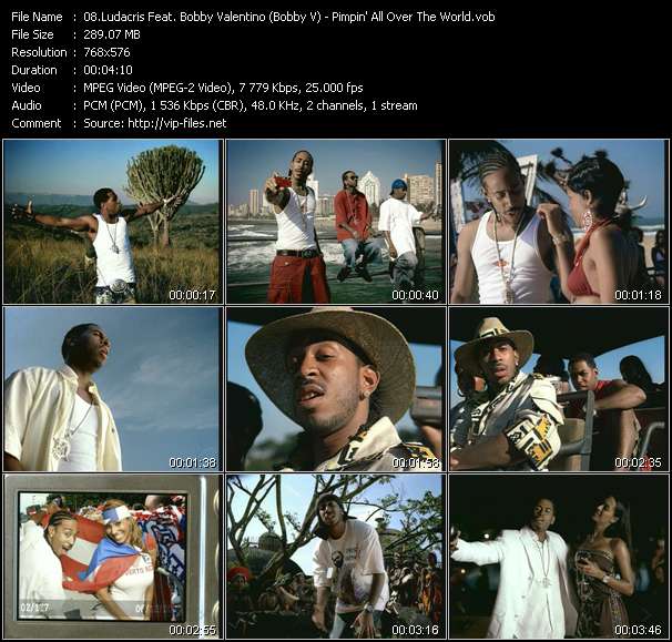 Ludacris Feat. Bobby Valentino (Bobby V) video ”Pimpin' All Over The World” from dvd ”MixMash Italiano August 2005”