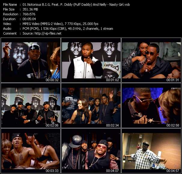Notorious B.I.G. Feat. P. Diddy (Puff Daddy) And Nelly video ”Nasty Girl” from dvd ”MixMash Urban February 2006”