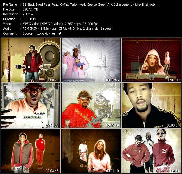 Black Eyed Peas Feat. Q-Tip, Talib Kweli, Cee Lo Green And John Legend video ”Like That” from dvd ”MixMash Urban April 2006”