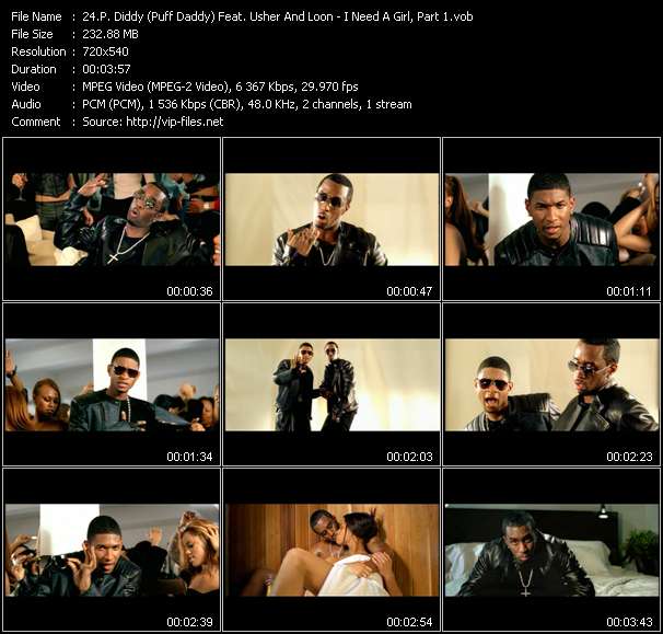 P. Diddy (Puff Daddy) Feat. Usher And Loon video ”I Need A Girl, Part 1” from dvd ”Hot Video June 2002”
