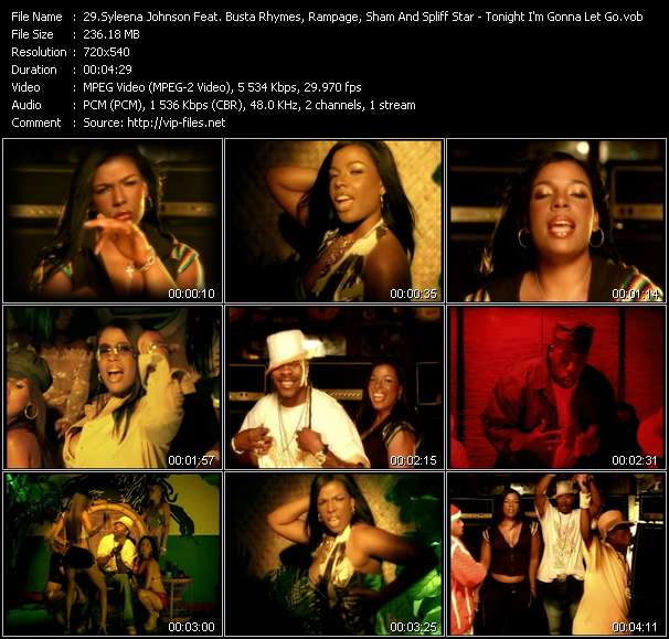 Syleena Johnson Feat. Busta Rhymes, Rampage, Sham And Spliff Star video ”Tonight I'm Gonna Let Go” from dvd ”Hot Video October 2002”