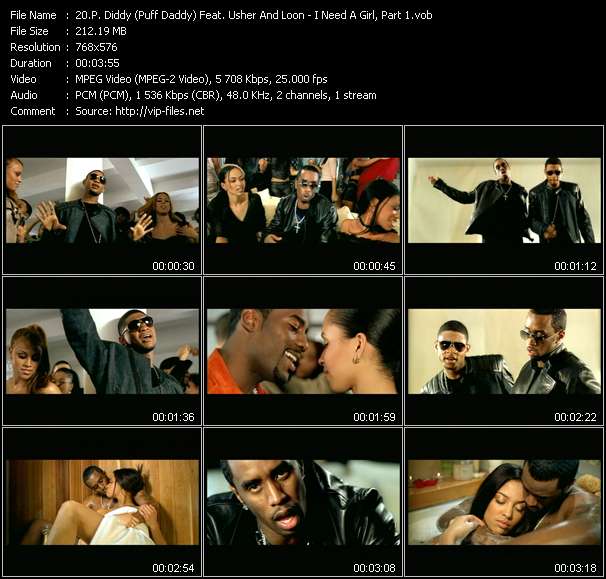P. Diddy (Puff Daddy) Feat. Usher And Loon video ”I Need A Girl, Part 1” from dvd ”UK Chart Video July 2002”