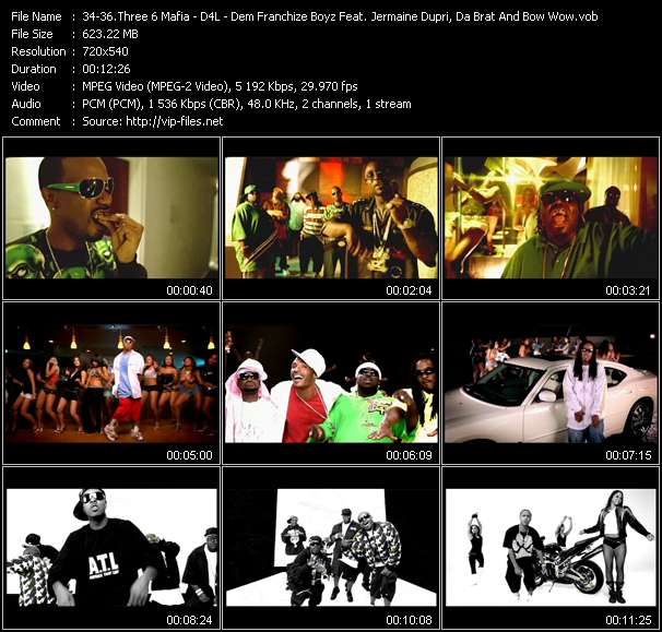 Three 6 Mafia Feat. Young Buck, 8Ball (Eightball) And MJG - D4L - Dem Franchize Boyz Feat. Jermaine Dupri, Da Brat And Bow Wow video ”Stay Fly - Laffy Taffy - I Think They Like Me (Remix)” from dvd ”Urban Video January 2006”