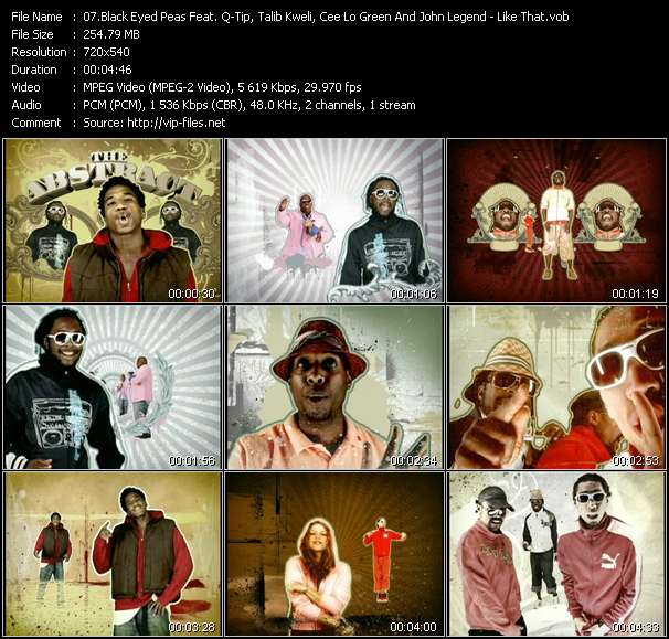 Black Eyed Peas Feat. Q-Tip, Talib Kweli, Cee Lo Green And John Legend video ”Like That” from dvd ”Urban Video March 2006”
