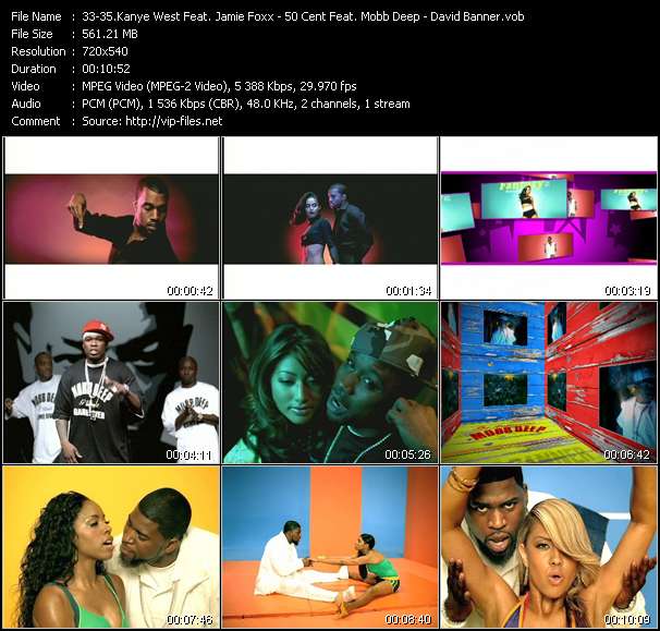 Kanye West Feat. Jamie Foxx - 50 Cent Feat. Mobb Deep - David Banner video ”Gold Digger - Outta Control - Play” from dvd ”Urban Video October 2005”