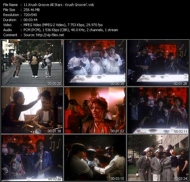 Krush Groove All Stars (Fat Boys, Run DMC, Sheila E. And Kurtis Blow) video ”Krush Groovin'” from dvd ”Rock America Dance January 1986”