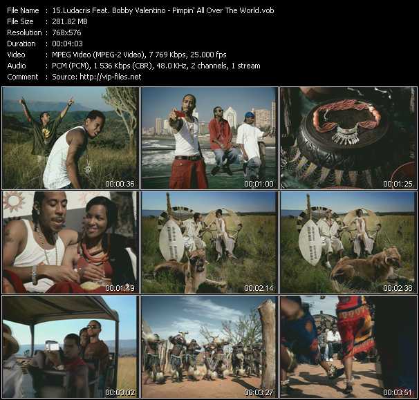 Ludacris Feat. Bobby Valentino (Bobby V) video ”Pimpin' All Over The World” from dvd ”MixMash Espanol September 2005”