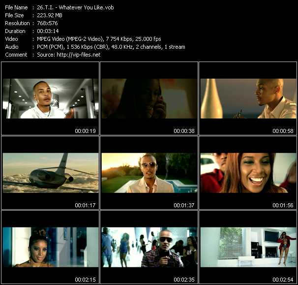 T.I. video ”Whatever You Like” from dvd ”MixMash Pop October 2008”