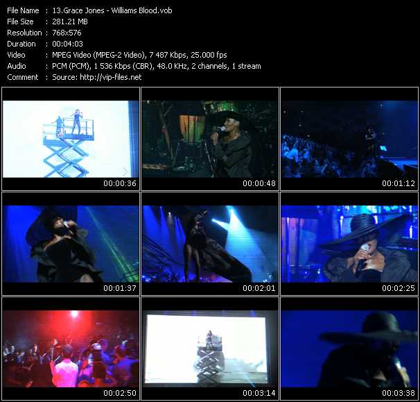Grace Jones video ”Williams Blood” from dvd ”MixMash Urban February 2009”