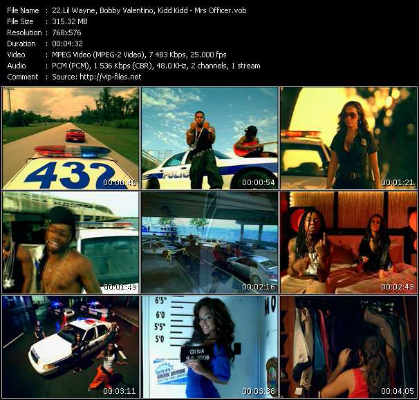 Lil' Wayne, Bobby Valentino (Bobby V), Kidd Kidd video ”Mrs. Officer” from dvd ”MixMash Urban December 2008”