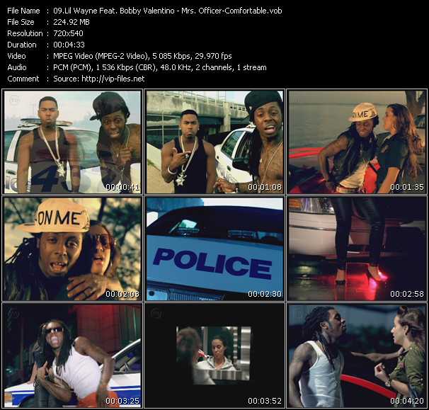 Lil' Wayne Feat. Bobby Valentino (Bobby V) video ”Mrs. Officer - Comfortable” from dvd ”Express Video November 2008 Week 3”
