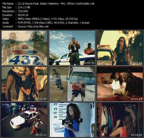 Lil' Wayne Feat. Bobby Valentino (Bobby V) video ”Mrs. Officer - Comfortable” from dvd ”Hot Video January 2009”