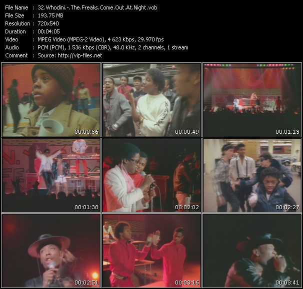 Whodini video ”Freaks Come Out At Night” from dvd ”Old Skool Vol.2”