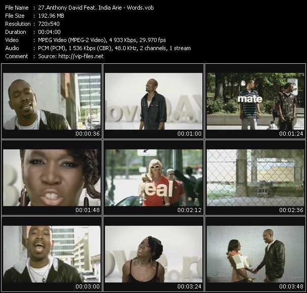 Anthony David Feat. India.Arie video ”Words” from dvd ”Urban Video October 2008”