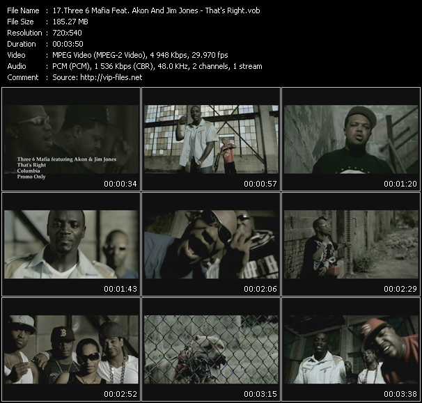 Three 6 Mafia Feat. Akon And Jim Jones video ”That's Right” from dvd ”Urban Video November 2008”
