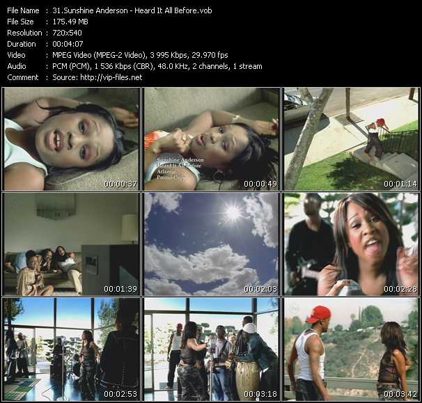 Sunshine Anderson video ”Heard It All Before” from dvd ”Urban Video December 2008”