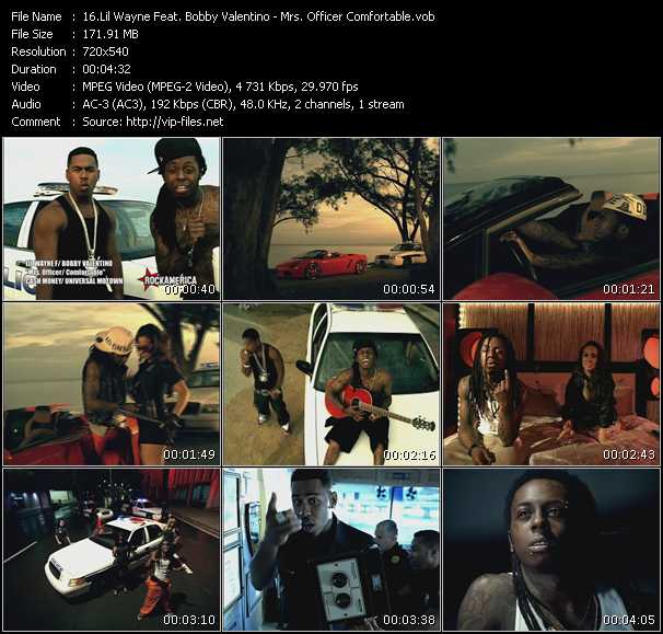 Lil' Wayne Feat. Bobby Valentino (Bobby V) video ”Mrs. Officer Comfortable” from dvd ”Rock America Urban December 2008”