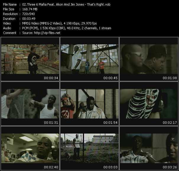 Three 6 Mafia Feat. Akon And Jim Jones video ”That's Right” from dvd ”Screenplay VJ-Pro Urban Vision December 2008”