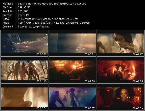 Rihanna video ”Where Have You Been (LoBounce Remix)” from dvd ”DTVideos Club Remixes Vol.66”