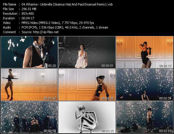 Rihanna video ”Umbrella (Seamus Haji And Paul Emanuel Remix)” from dvd ”DTVideos Club Remixes Vol.67”