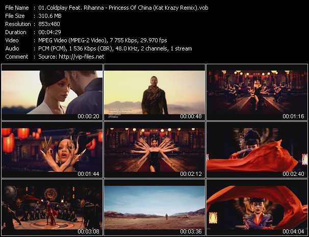 Coldplay Feat. Rihanna video ”Princess Of China (Kat Krazy Remix)” from dvd ”DTVideos Club Remixes Vol.69”