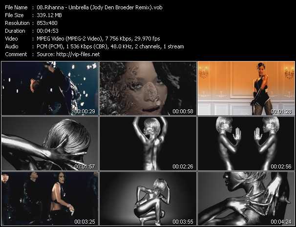 Rihanna video ”Umbrella (Jody Den Broeder Remix)” from dvd ”DTVideos Club Remixes Vol.70”