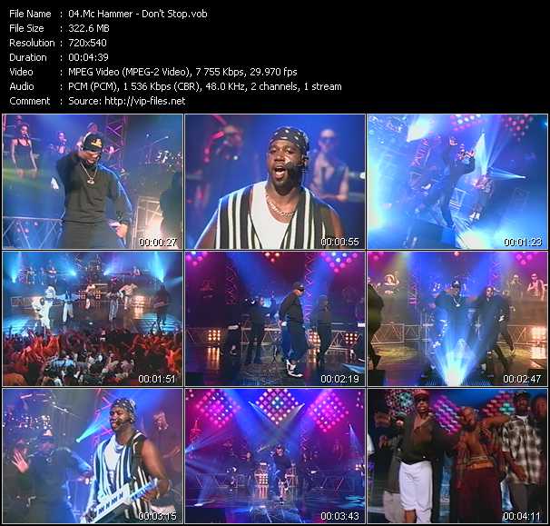 Mc Hammer video ”Don't Stop” from dvd ”ETV ET-VideoLink Nite Life 207 August 1994”