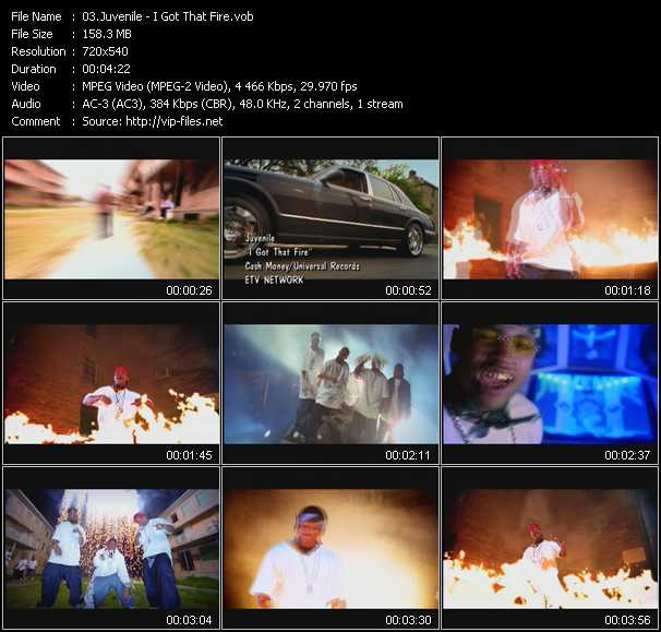 Juvenile video ”I Got That Fire” from dvd ”ETV Network Vital Hitz 2034 July 2000”