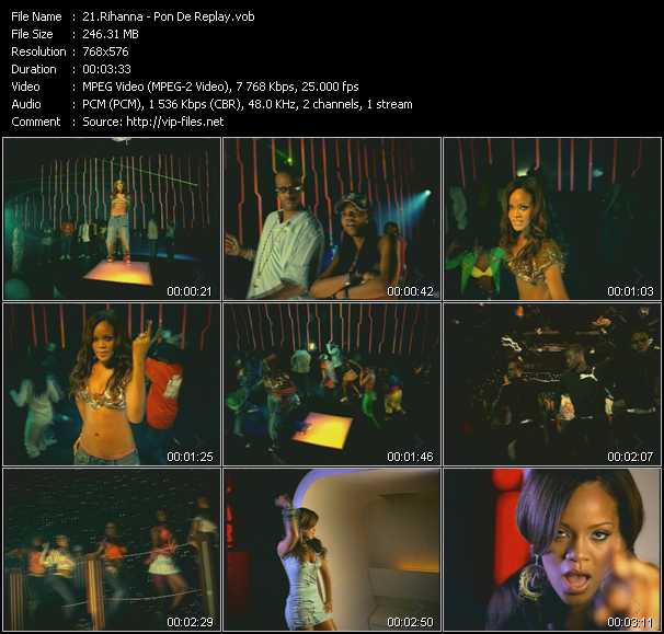 Rihanna video ”Pon De Replay” from dvd ”MixMash Dance August 2005”