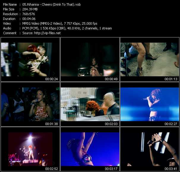 Rihanna video ”Cheers (Drink To That)” from dvd ”MixMash Party Classics Vol.33”