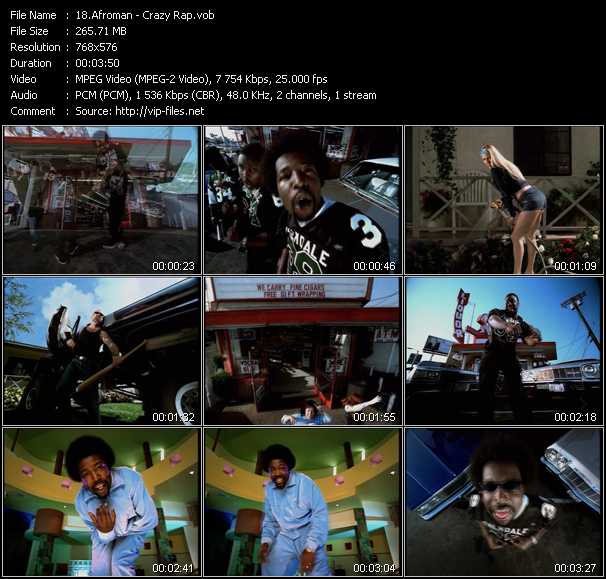 Afroman video ”Crazy Rap” from dvd ”MixMash Urban August 2008”