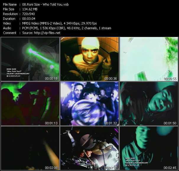 Roni Size video ”Who Told You” from dvd ”Screenplay VJ-Pro Dance Vision September 2006”