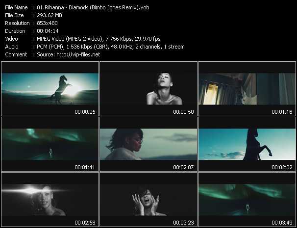 Rihanna video ”Diamods (Bimbo Jones Remix)” from dvd ”DTVideos Club Remixes Vol.81”