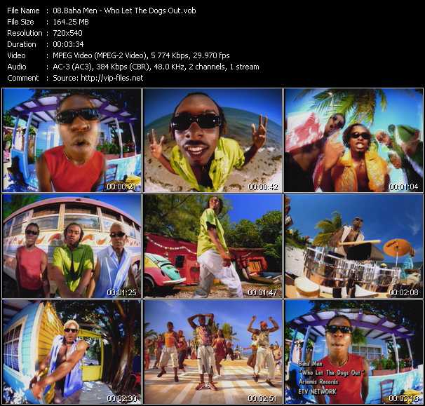 Baha Men video ”Who Let The Dogs Out” from dvd ”ETV Network Vital Dance 9037 October 2000”