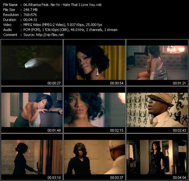 Rihanna Feat. Ne-Yo video ”Hate That I Love You” from dvd ”MixMash Italiano November 2007”