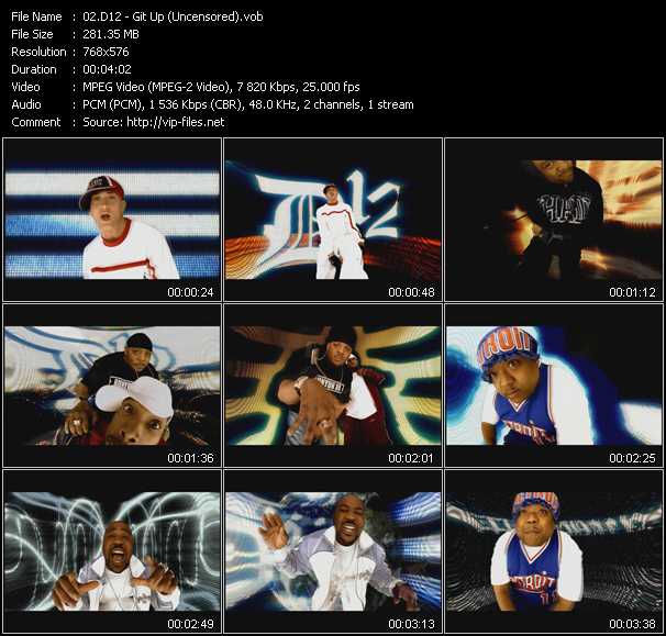 D12 video ”Git Up (Uncensored)” from dvd ”MixMash Urban November-December 2004”