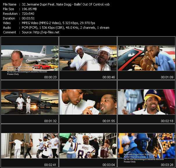 Jermaine Dupri Feat. Nate Dogg video ”Ballin' Out Of Control” from dvd ”Hot Video October 2001”