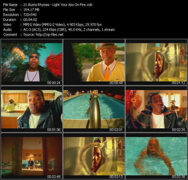 Busta Rhymes Feat. Pharrell Williams video ”Light Your Ass On Fire (Interrupt Version)” from dvd ”Top Hits USA Video VH-12 November 2003”