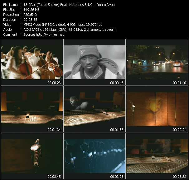 2Pac (Tupac Shakur) Feat. Notorious B.I.G. video ”Runnin' (Dying To Live)” from dvd ”Top Hits USA Video VH-13 December 2003”