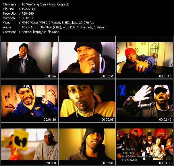 Wu-Tang Clan video ”Pinky Ring” from dvd ”ETV Network Vital Hitz 2053 February 2002”