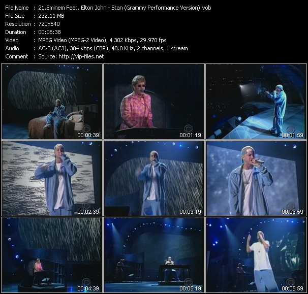 Eminem Feat. Elton John video ”Stan (Grammy Performance Version)” from dvd ”ETV Network Vital Hitz 2043 April 2001”