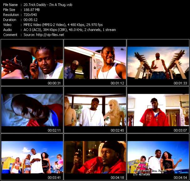 Trick Daddy video ”I'm A Thug” from dvd ”ETV Network Vital Hitz 2047 August 2001”