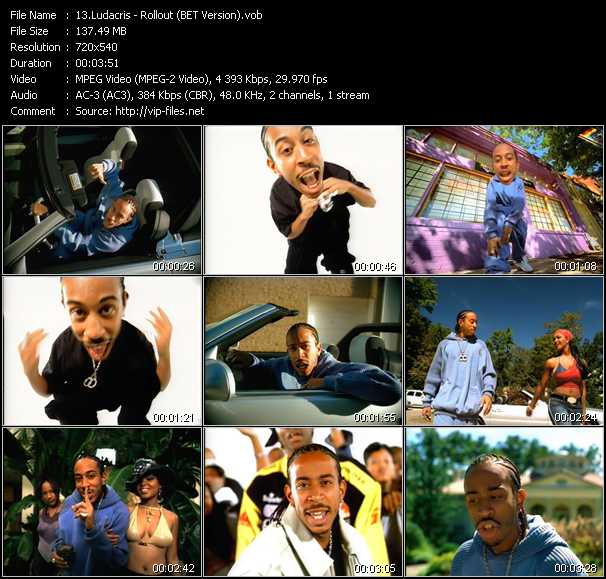 Ludacris video ”Rollout (BET Version)” from dvd ”ETV Network Vital Hitz 2051 December 2001”