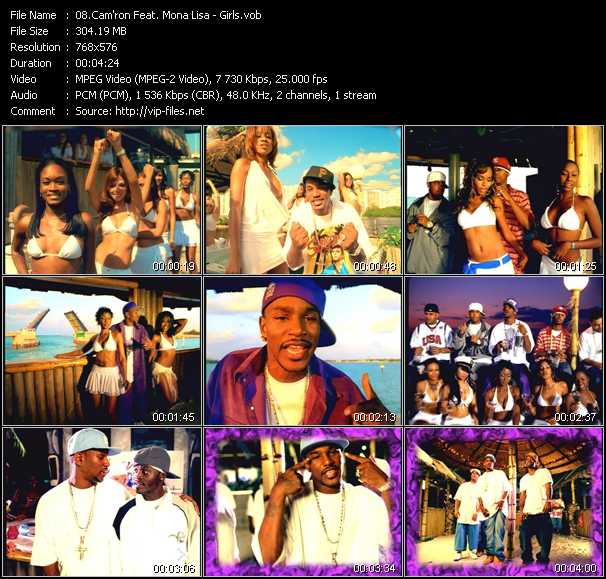 Cam'ron Feat. Mona Lisa video ”Girls” from dvd ”MixMash Dance January 2005”