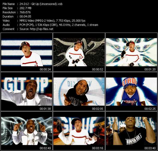 D12 video ”Git Up (Uncensored)” from dvd ”MixMash Dance November - December 2004”